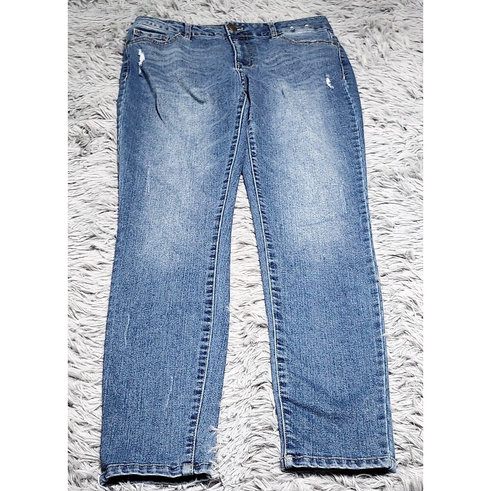 D Jeans Womens Size 6 30x29 Blue Mid‎ Rise Skinny Stretch Distressed Denim D.